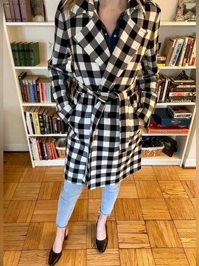 NWT iBlues by Max Mara SILA Buffalo Plaid Belted Trench Coat – Size 6